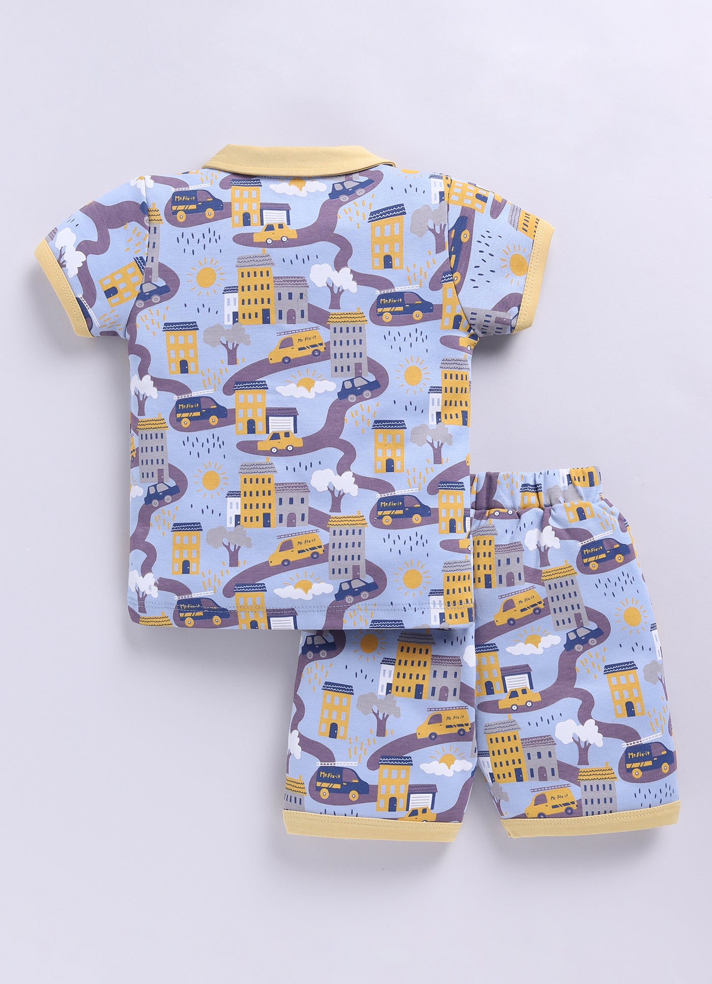 Half Sleeve Top & Bottom for Boys - Yellow