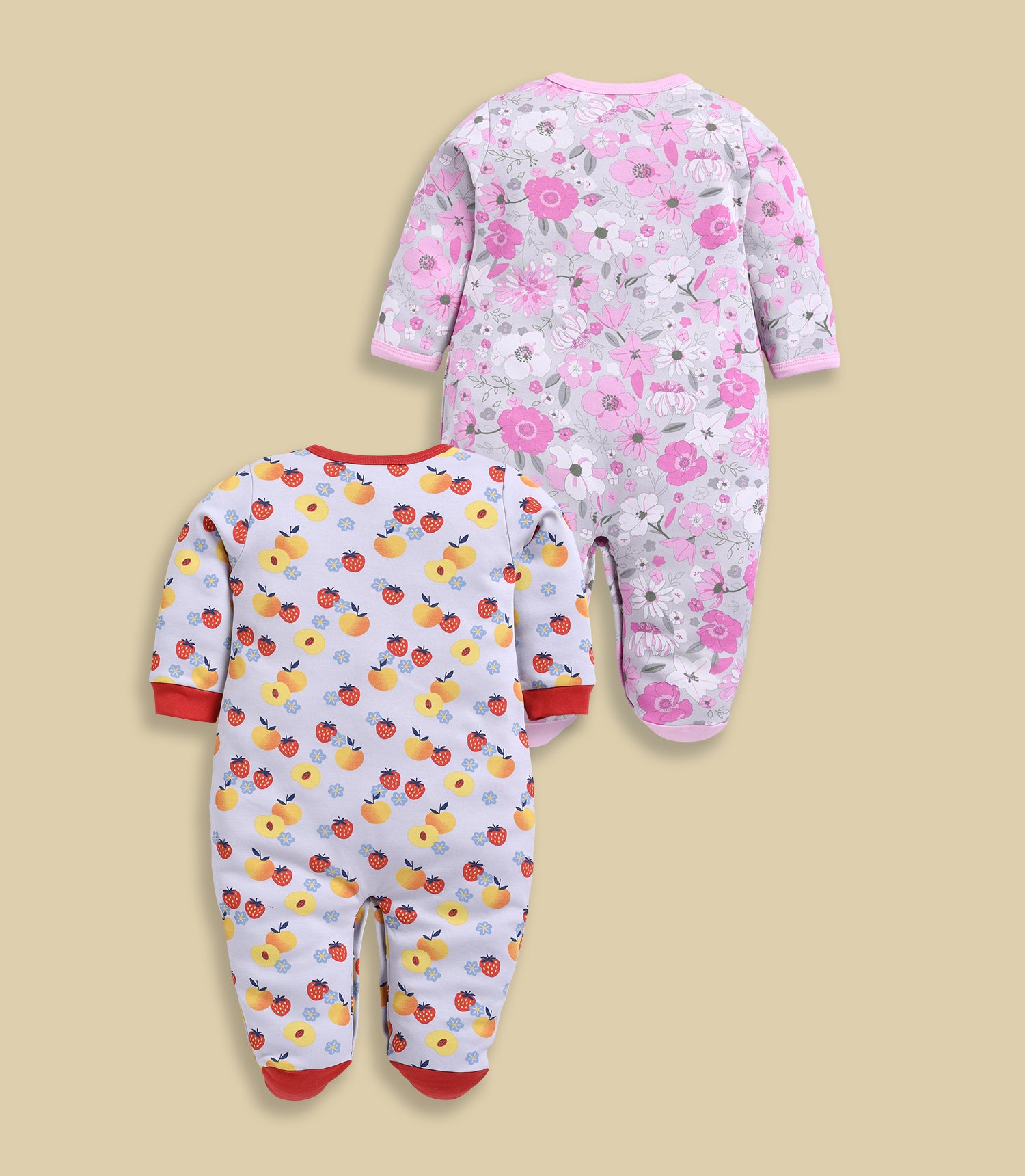 Full Sleeve Romper for Girls - Peach & Pink