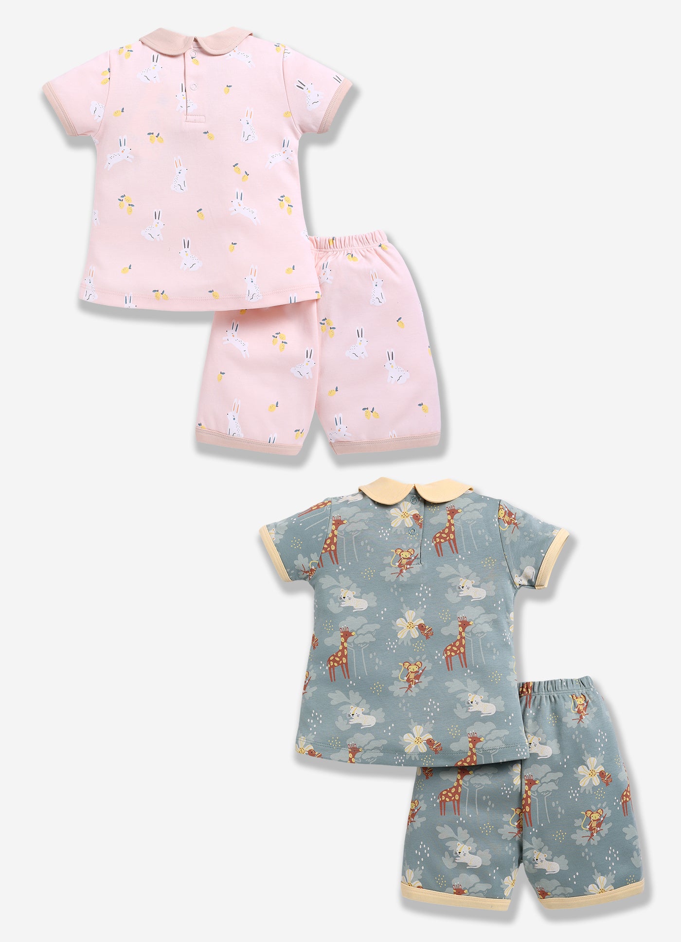 Half-Sleeve Top & Bottom For Girls - Rose & Olive