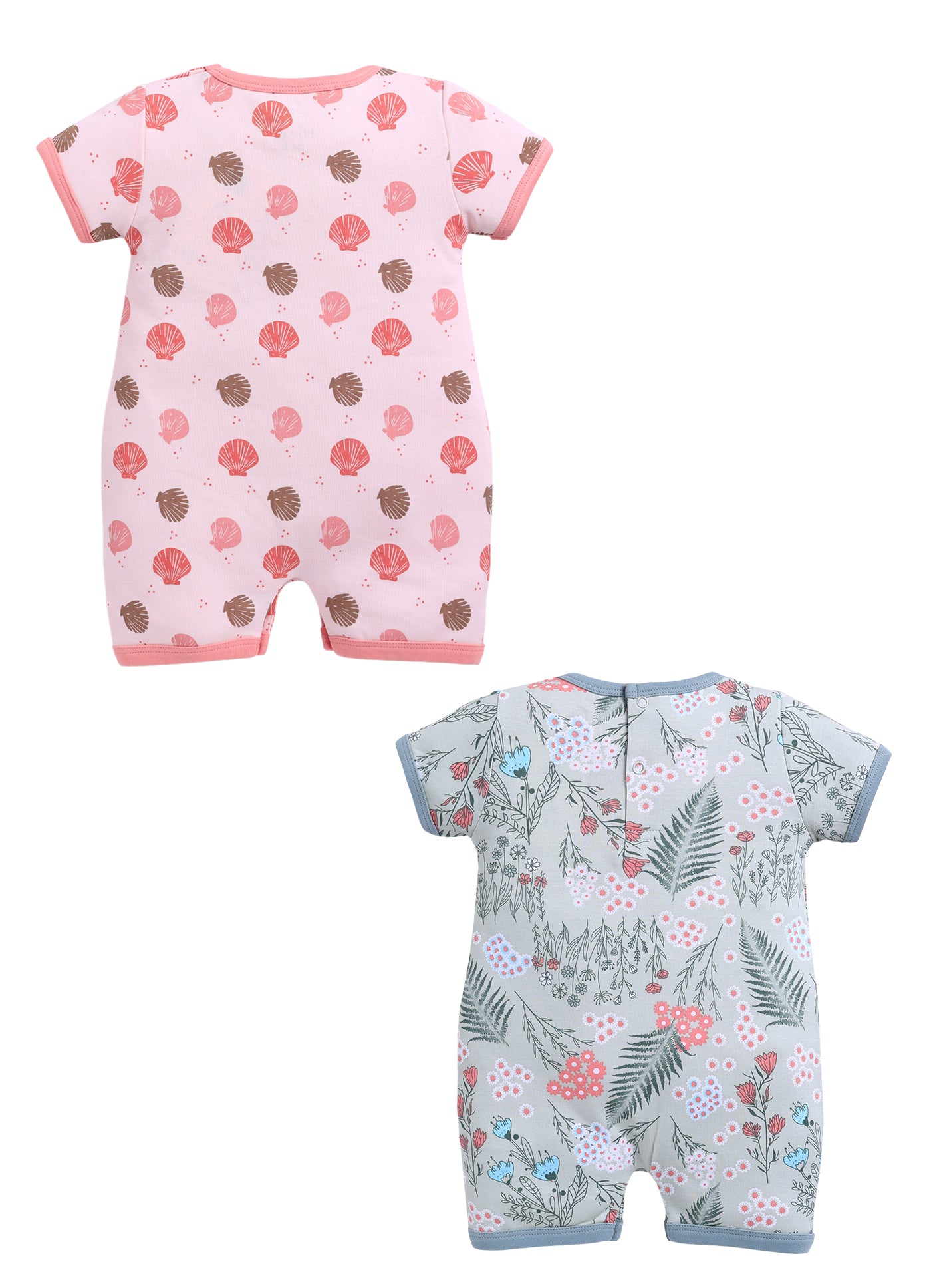 Half Sleeve Romper for Girls - Sage & Coral