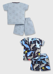 Half Sleeve Top & Bottom for Boys - Slate Grey & Navy