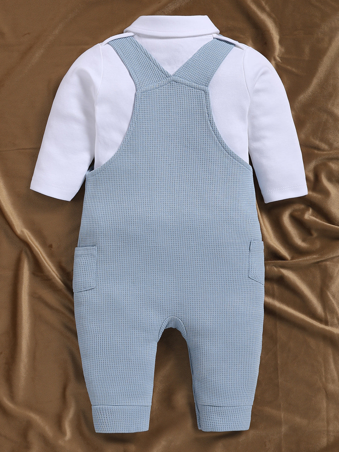Dungaree - Baby Blue Textured Waffle