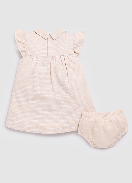 Half Sleeve Coller Neck Baby Girl Frock/Dress-Beige