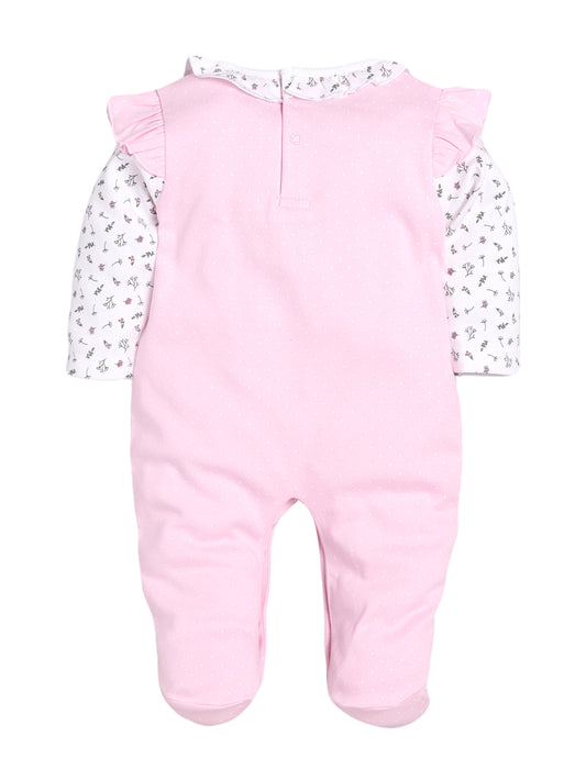 BABY GO 100% Pure Cotton Romper/Bodysuit/Sleepsuit for Baby Girls-PINK