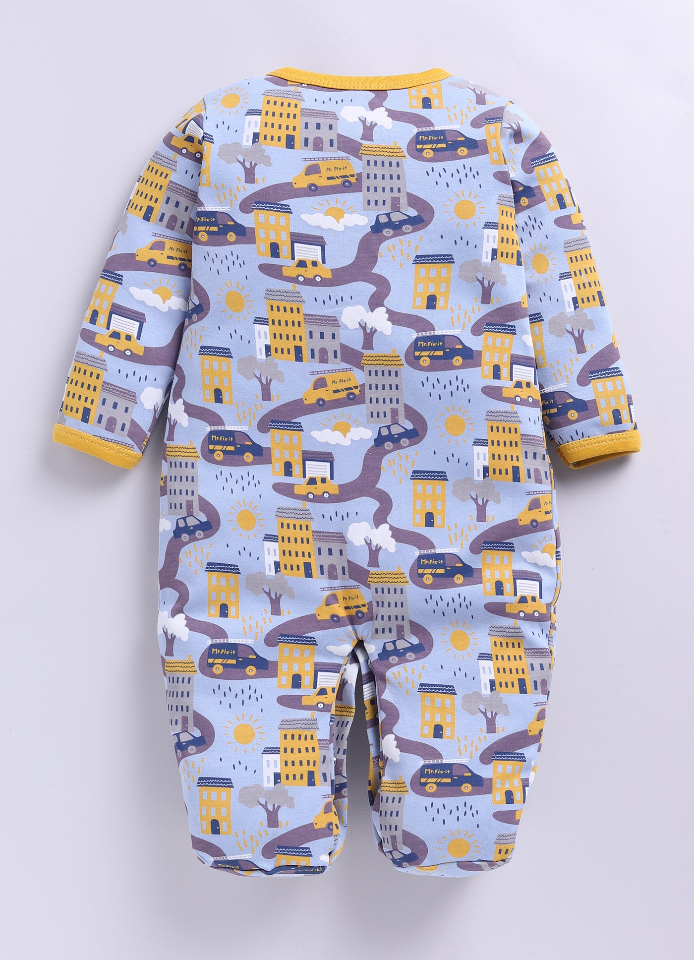 Full Sleeve Romper for Boys - Yellow & Off-White