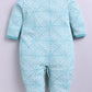 Baby Boy Full Sleeves Footed Romper– Geometric Stripe Print in Aqua Blue with Snap Button Closure