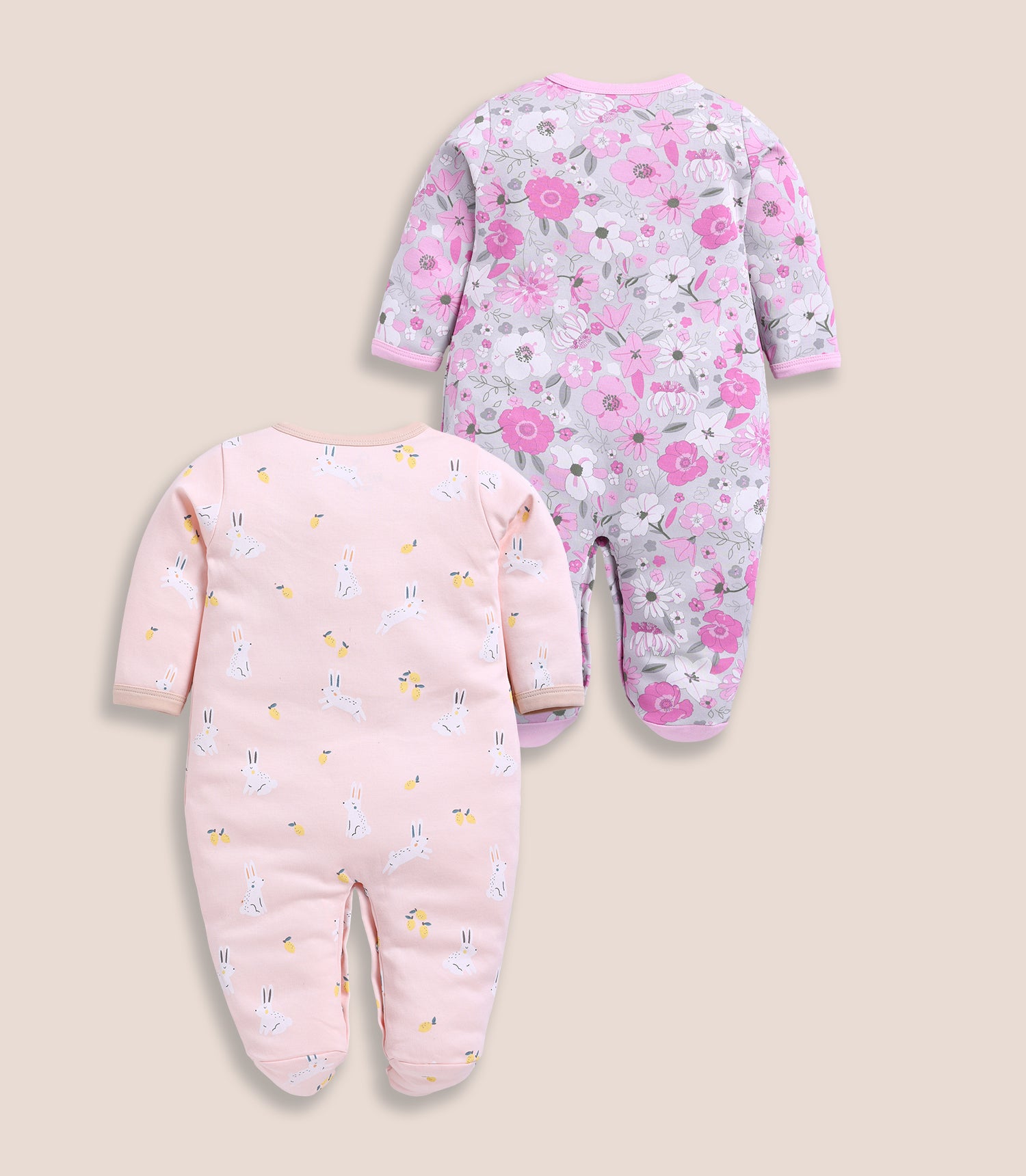 Full Sleeve Romper for Girls - Pink & Rose