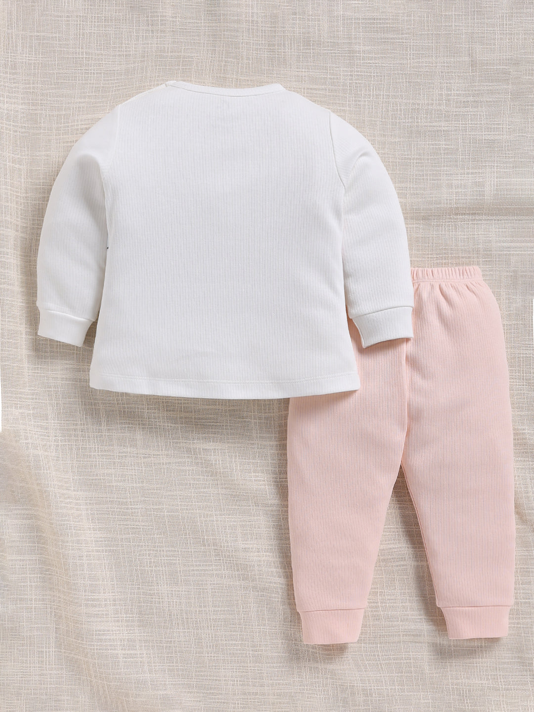 Top & Bottom for Girls - Peach Cute Friends Ribbed
