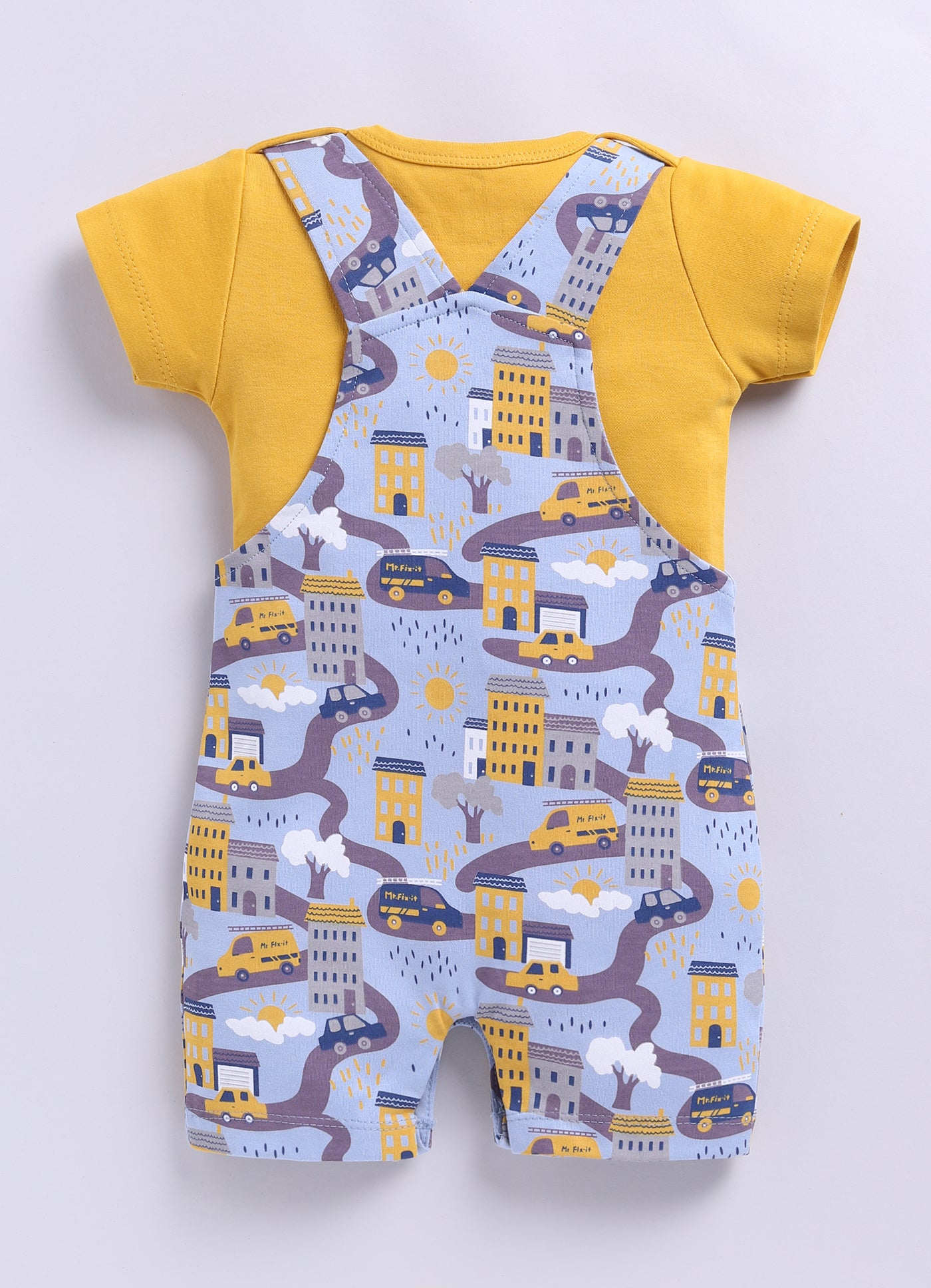 Half Sleeve Dungaree for Boys - Yellow