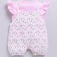 Baby Girl Light Green Floral Romper with Bows-PINK