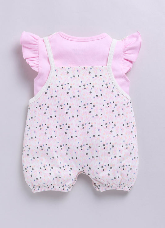 Baby Girl Light Green Floral Romper with Bows-PINK