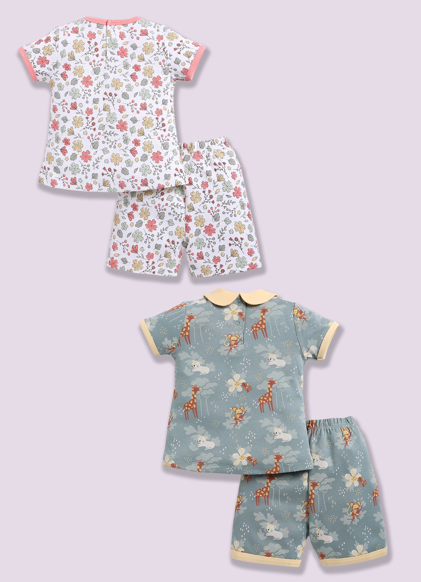Half-Sleeve Top & Bottom For Girls - Teal & Olive