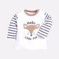 Little Fox printed casual T-Shirt Pyjama set-BEIGE