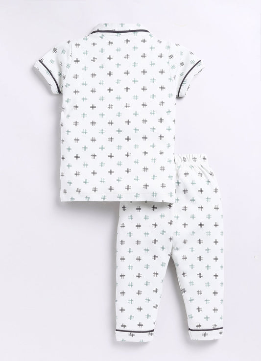 Printed Half Sleeves Baby Boy Night Suit-OLIVE