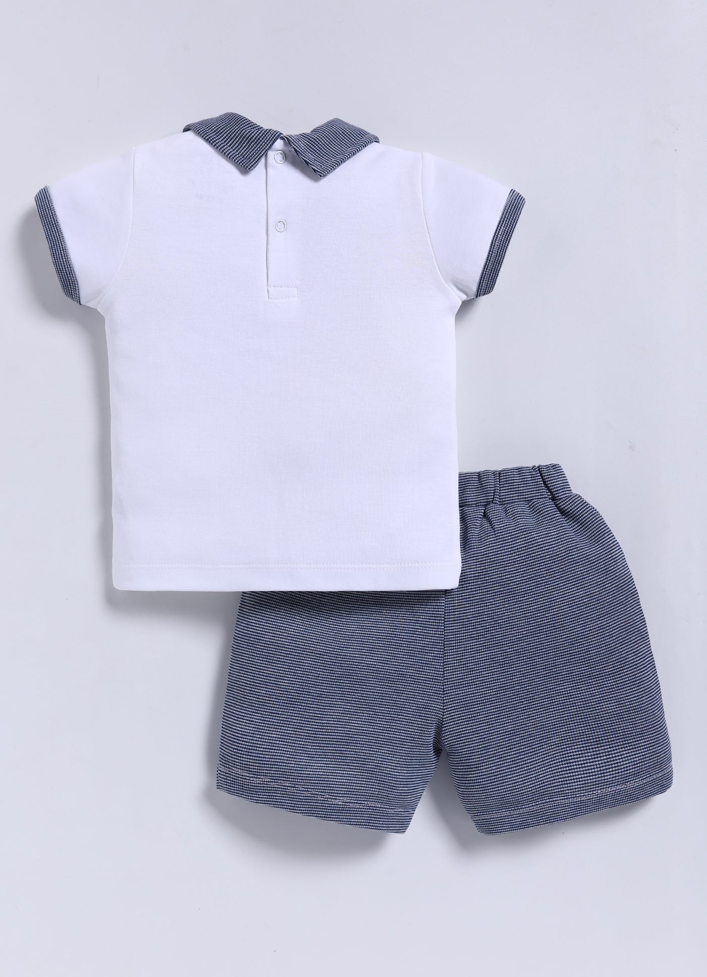 Half-Sleeve Top & Bottom For Boys - Navy Blue Waves