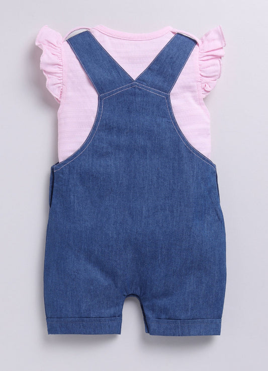 Baby Girl Willove Flutter Sleeve Dungaree-Blue Denim