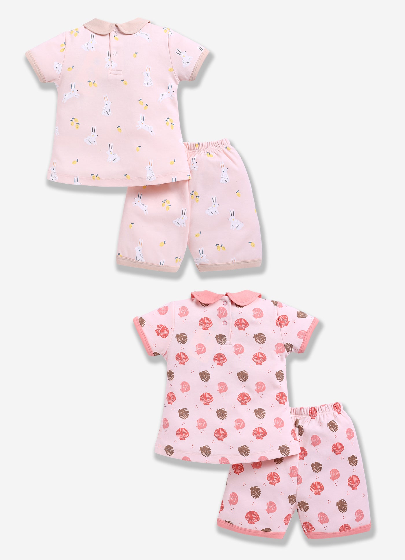 Half-Sleeve Top & Bottom For Girls - Rose & Coral