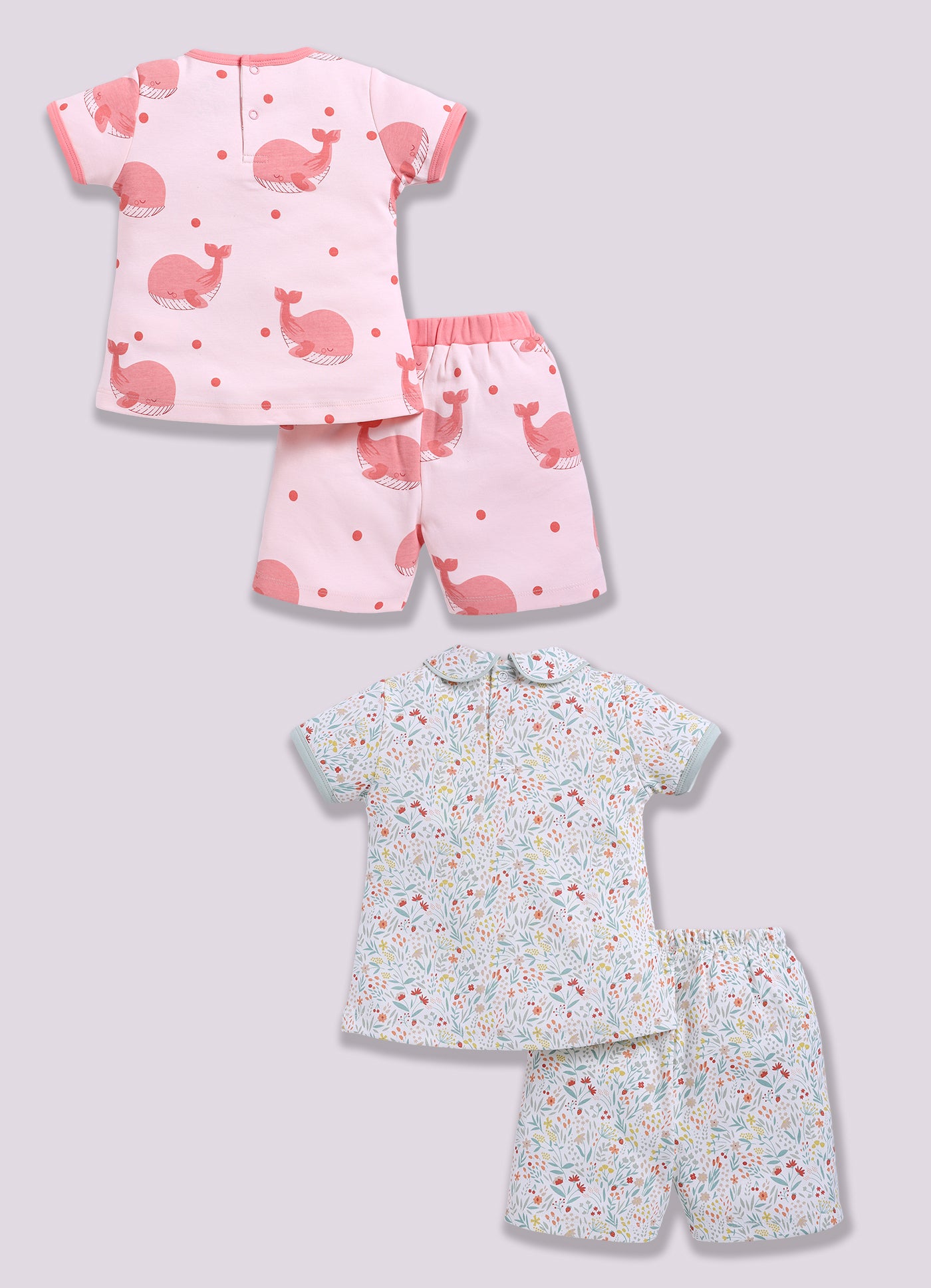 Half-Sleeve Top & Bottom For Girls - Mint & Salmon