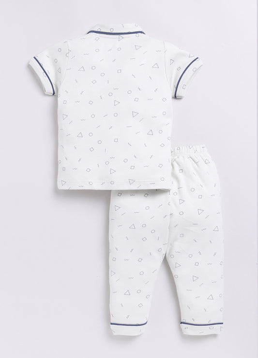 Baby Boy Printed Half Sleeves Night Suit-SKY BLUE