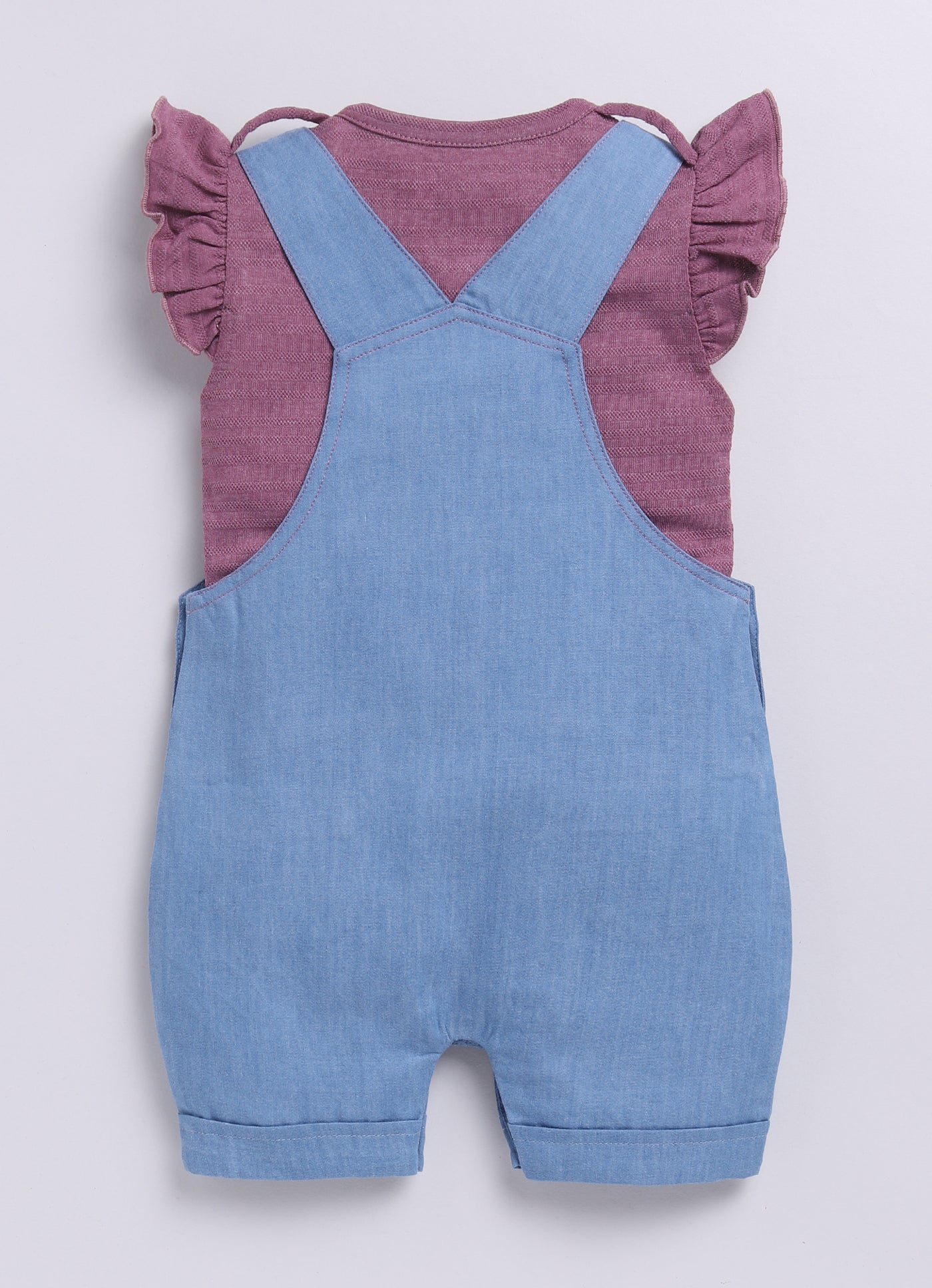 Baby Girl Willove Flutter Sleeve Dungaree-Light Blue Denim