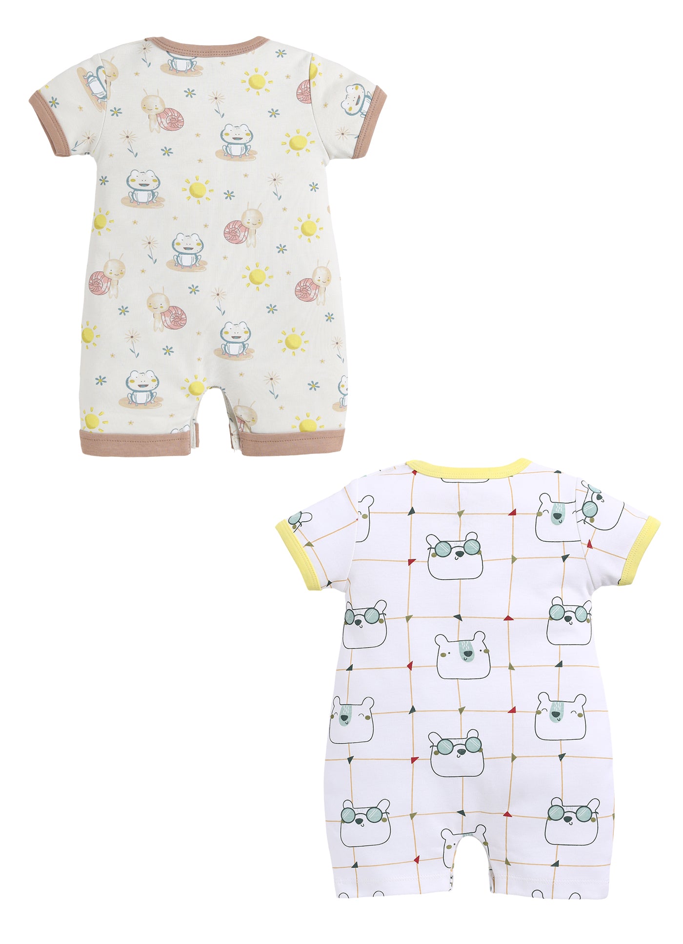 Half Sleeve Romper for Boys - Beige & Green