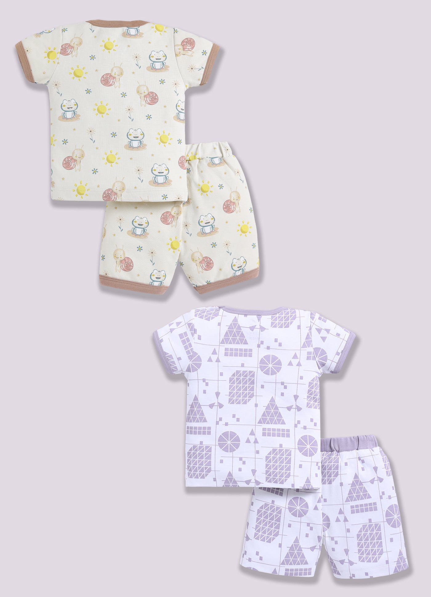 Half Sleeve Top & Bottom for Boys - Beige & Off-White