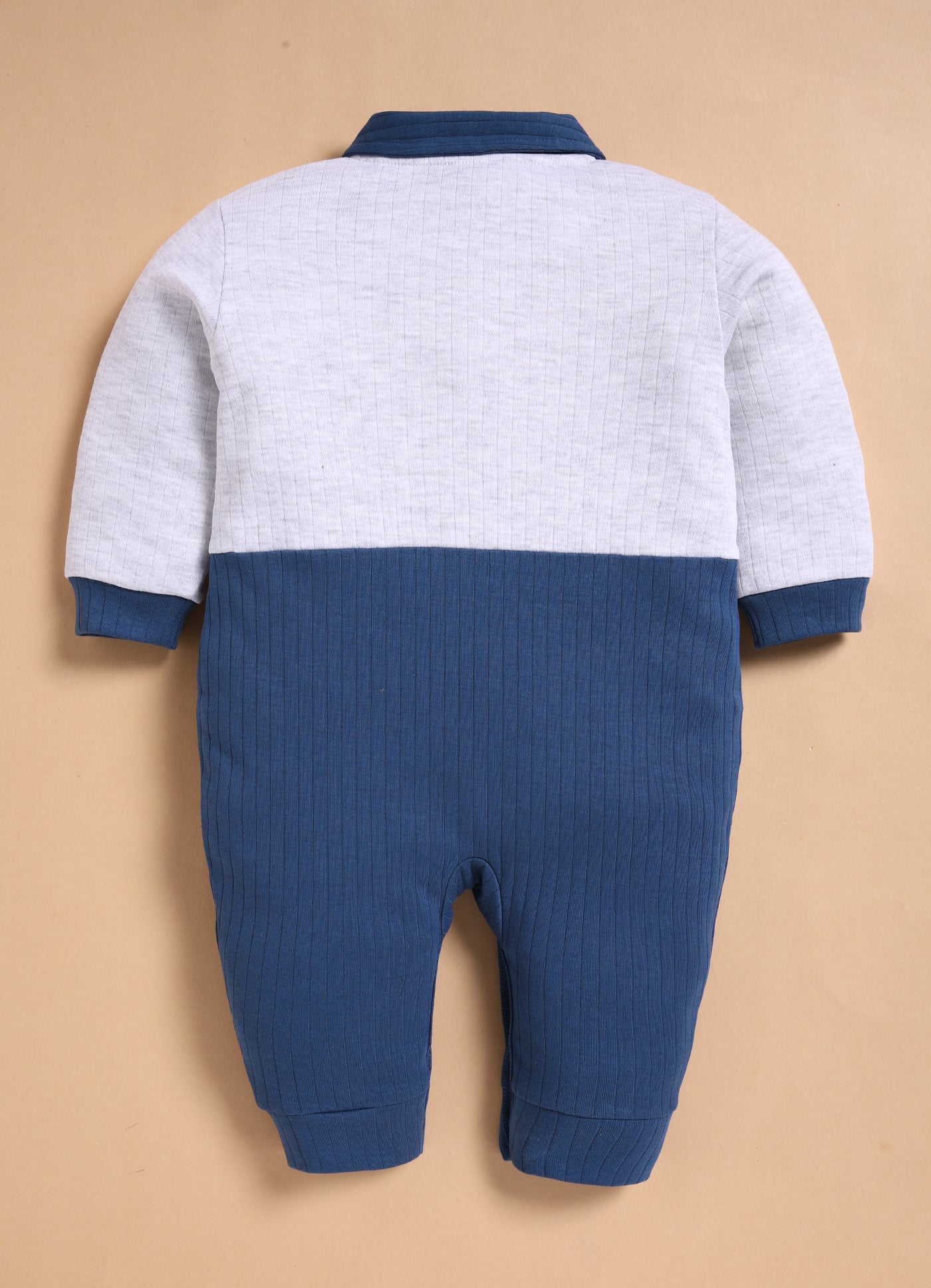 Full Sleeve Romper for Boys - Light Navy Blue Teddy Ride