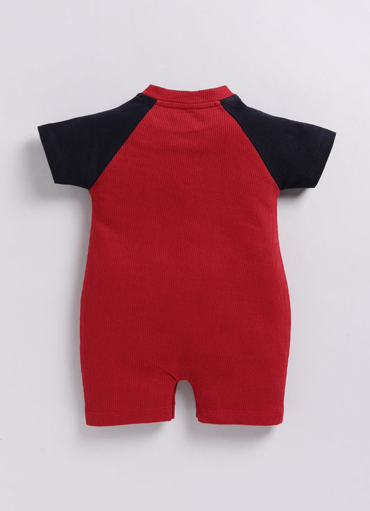 Work, Work, Work Playtime Baby Boy Summer Romper, Construction Fun-RED