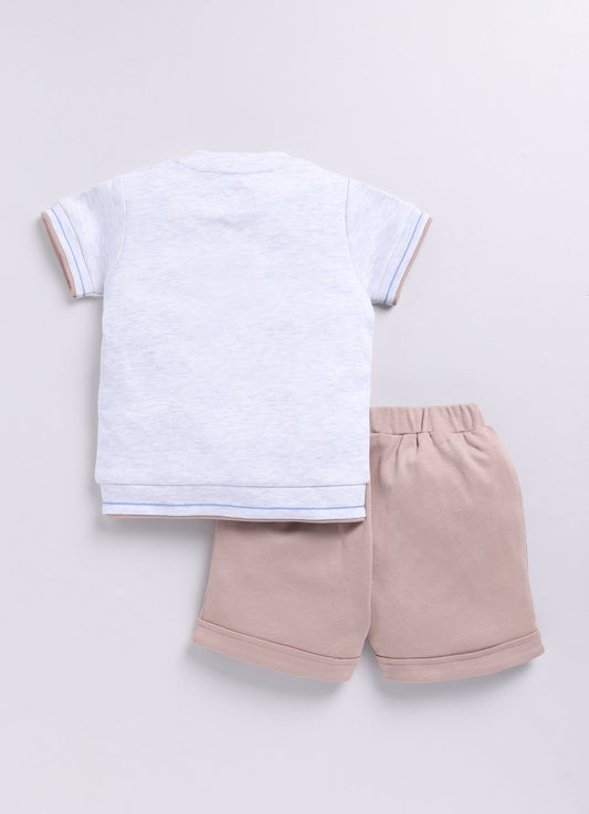 Animal Friends Baby Boy Half T Shirt & Short Summer Set-Melange