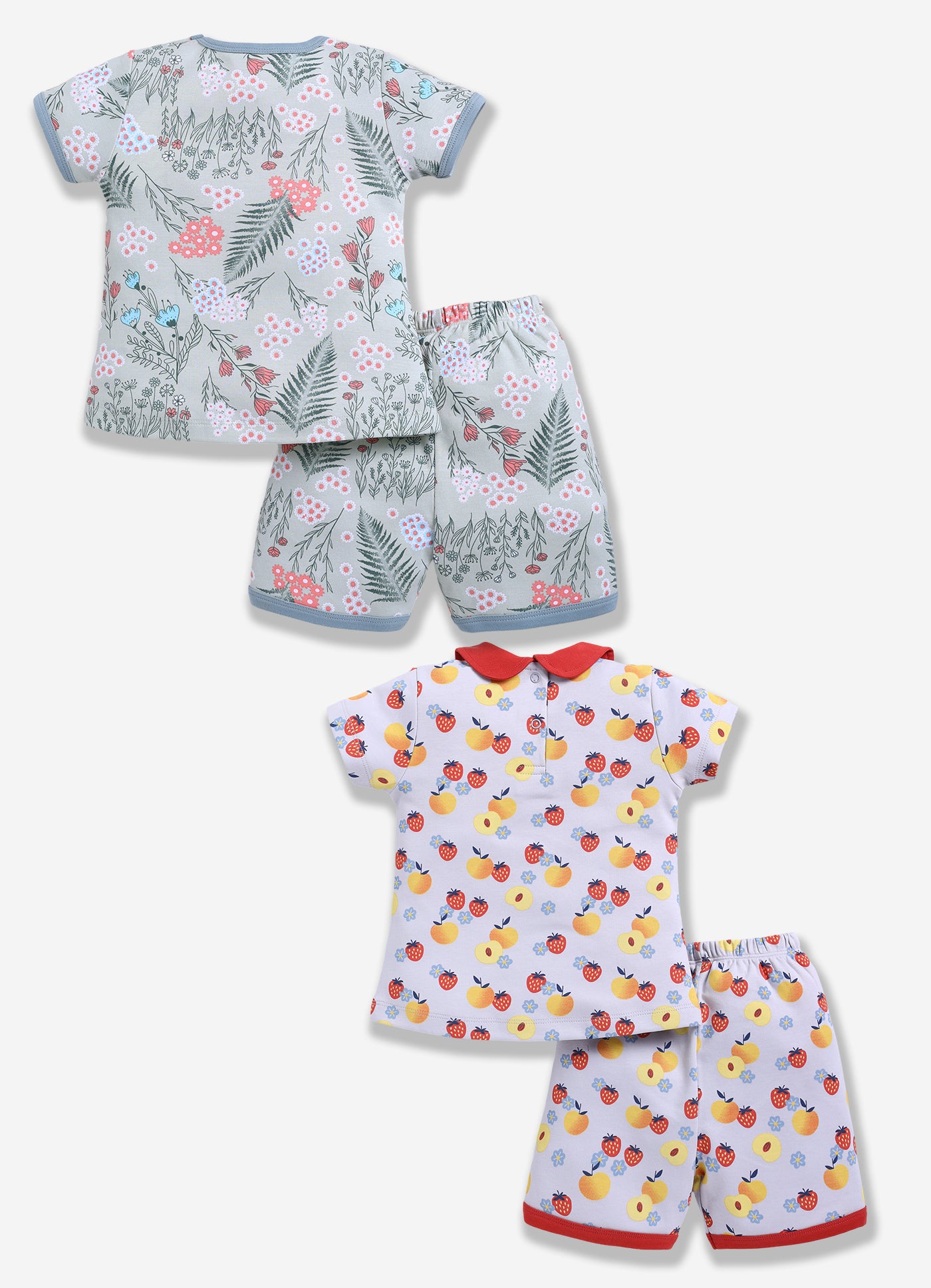 Half-Sleeve Top & Bottom For Girls - Peach & Sage