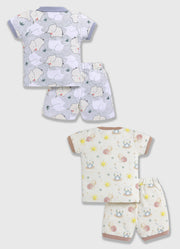 Half Sleeve Top & Bottom for Boys - Light Green & Beige