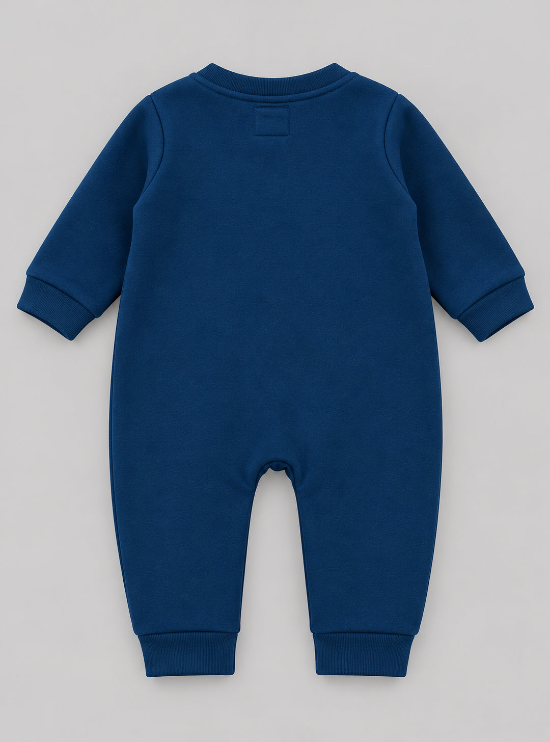 Dino Explorer Embroidered Fleece-Lined Full Sleeve Romper for Boys - Navy Blue