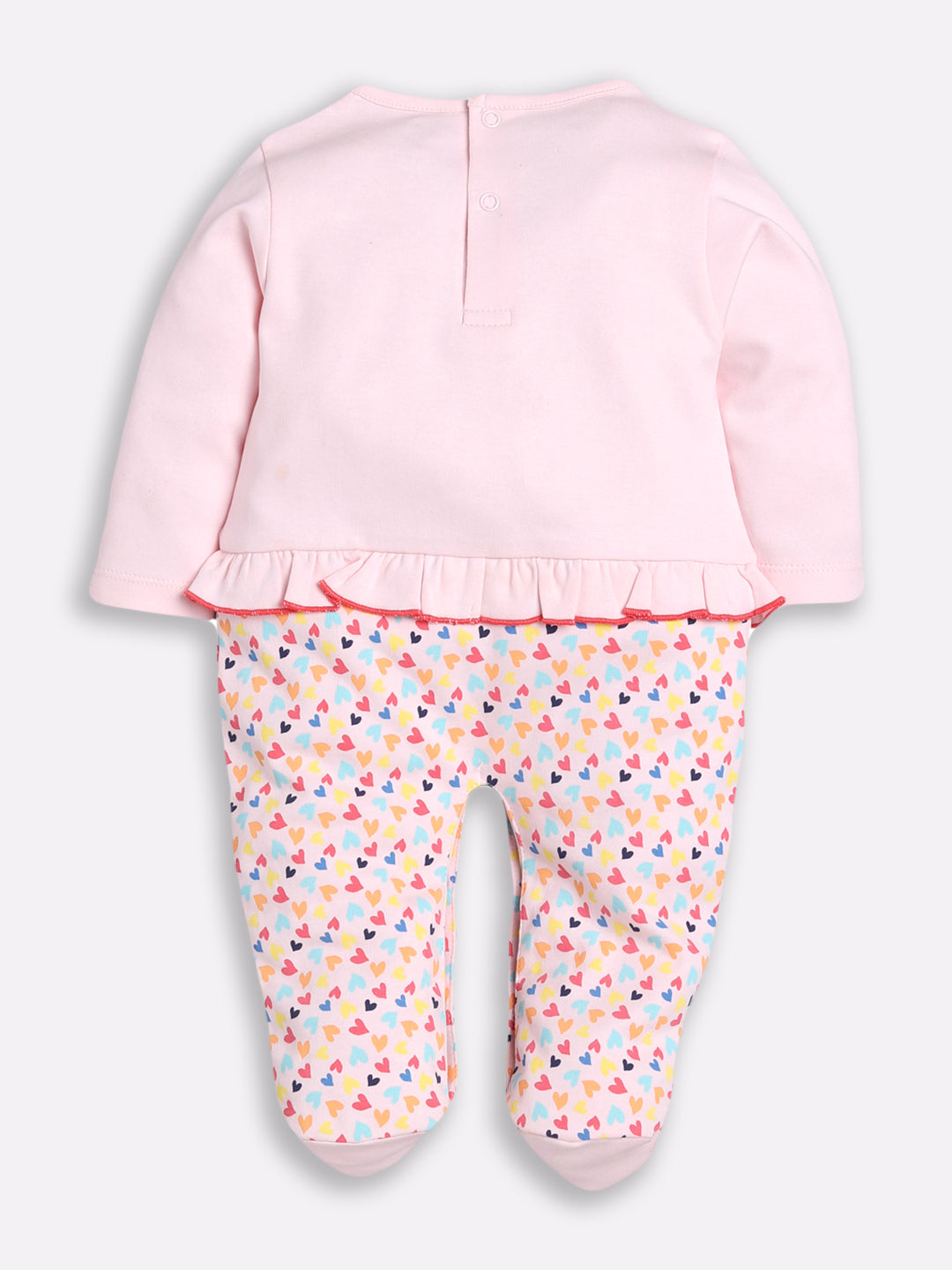 BABY GO 100% Pure Cotton Full Sleeves Rompers/Bodysuit/Sleepsuit for Baby Girl-PINK