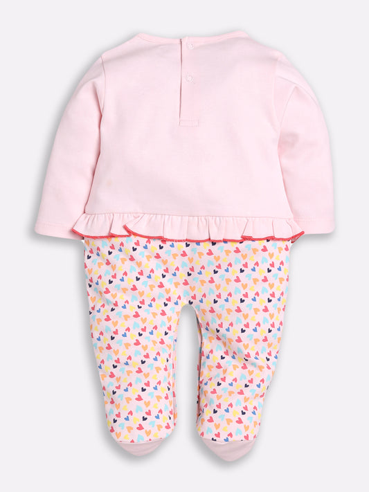 BABY GO 100% Pure Cotton Full Sleeves Rompers/Bodysuit/Sleepsuit for Baby Girl-PINK
