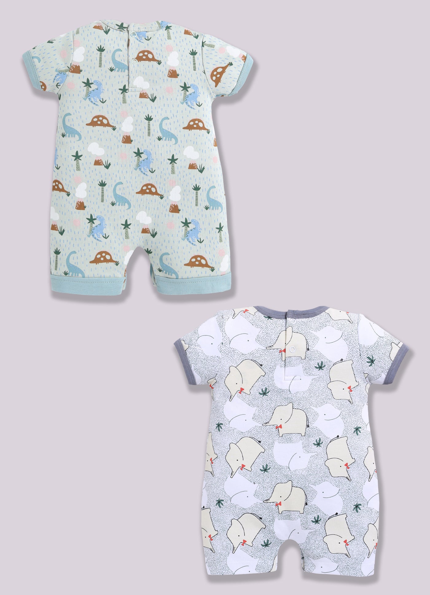 Half Sleeve Romper for Boys - Pista Green & Light Green
