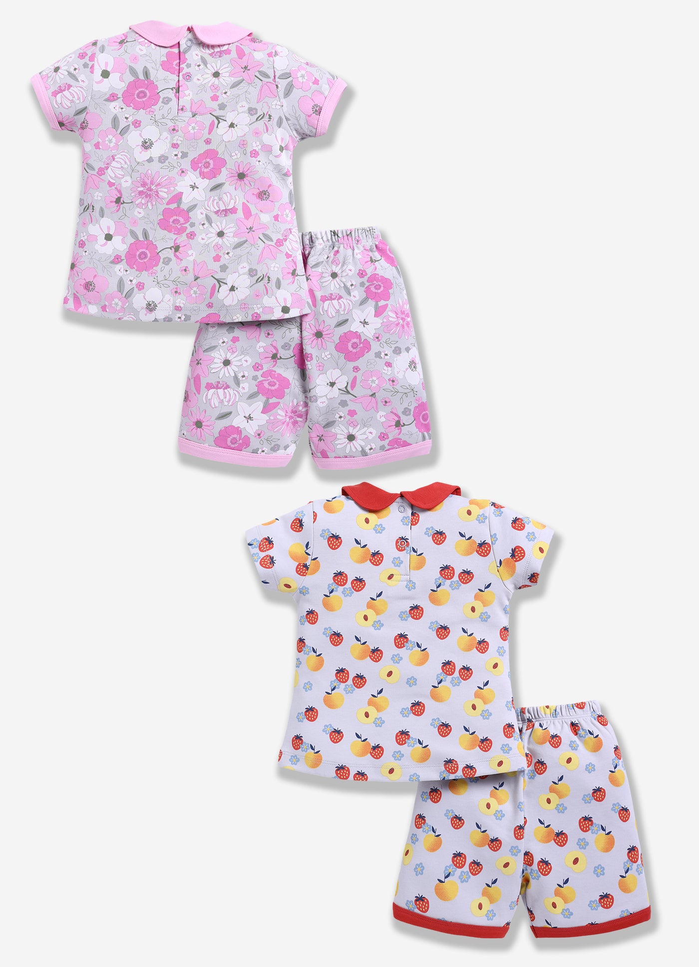Half-Sleeve Top & Bottom For Girls - Peach & Pink