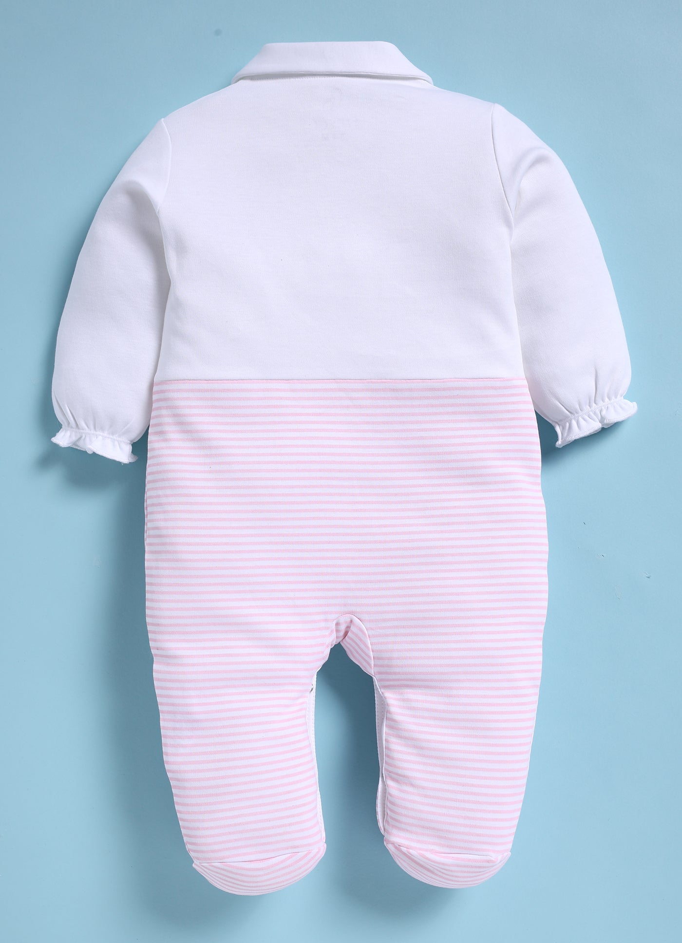 Full Sleeve Romper for Girls - Pink Cuddle Bunny & Baby Bear