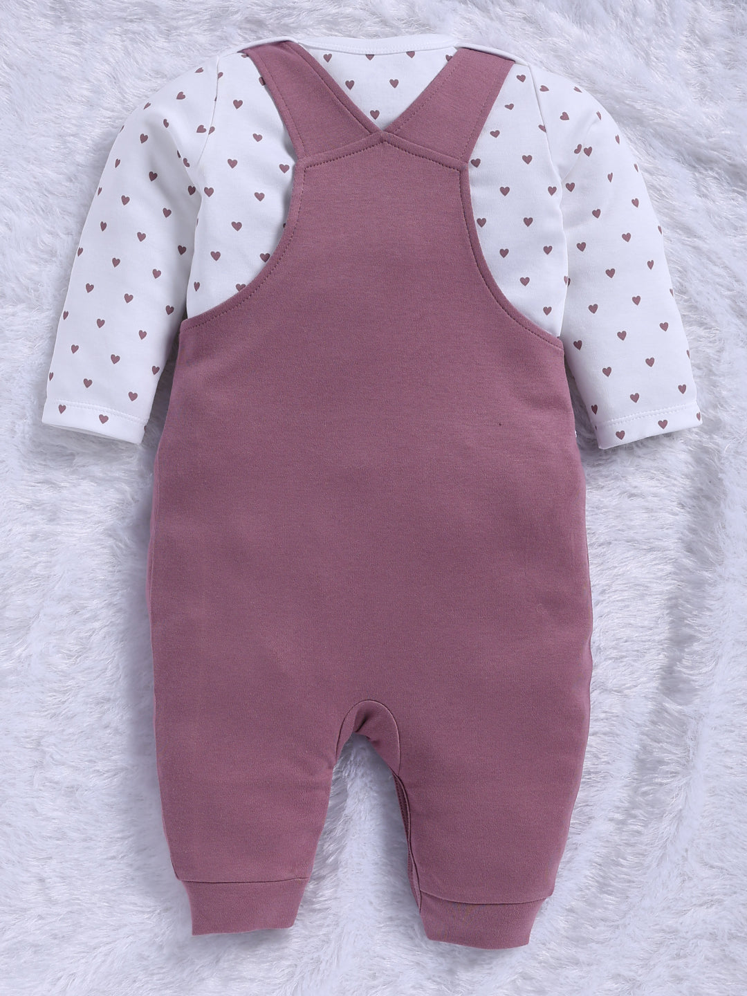 Dungaree - Dusty Mauve Bunny Heart Printed