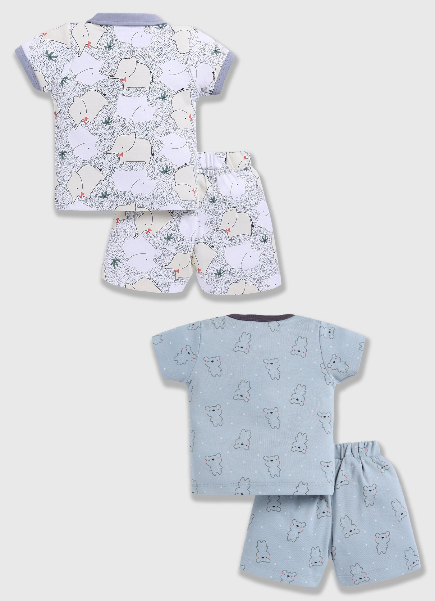 Half Sleeve Top & Bottom for Boys - Slate Grey & Light Green