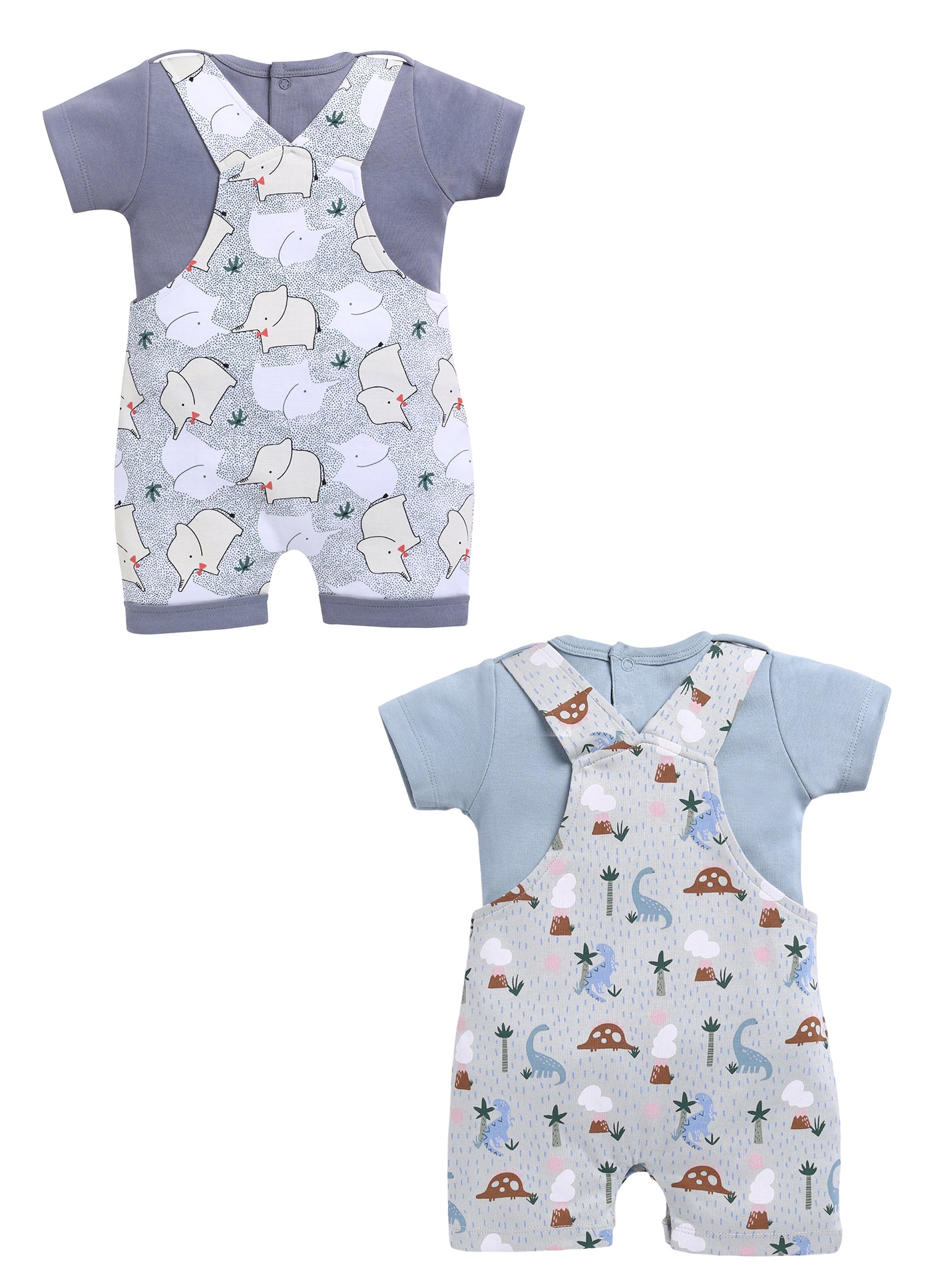 Half Sleeve Dungaree for Boys - Pista Green & Light Green
