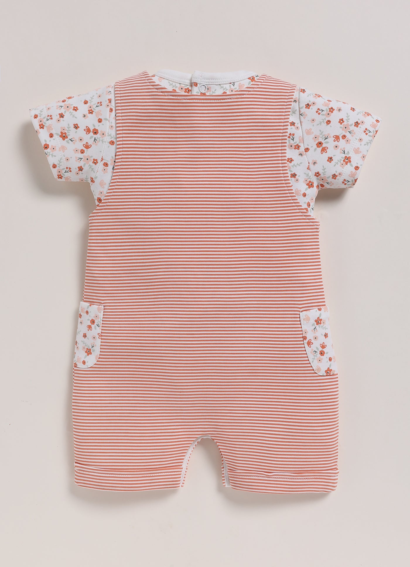 Half Sleeve Dungaree for Girls - Pink Simple Giraffe