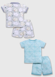 Half Sleeve Top & Bottom for Boys - Light Green & Sea Green