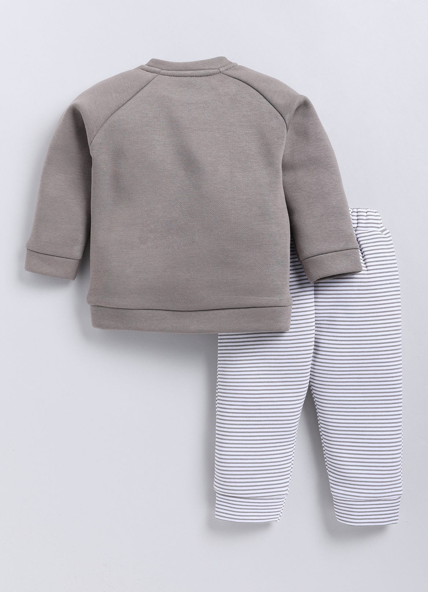 Baby Boy Playfull Printed Full Sleeves T Shirt & Pant-Grey