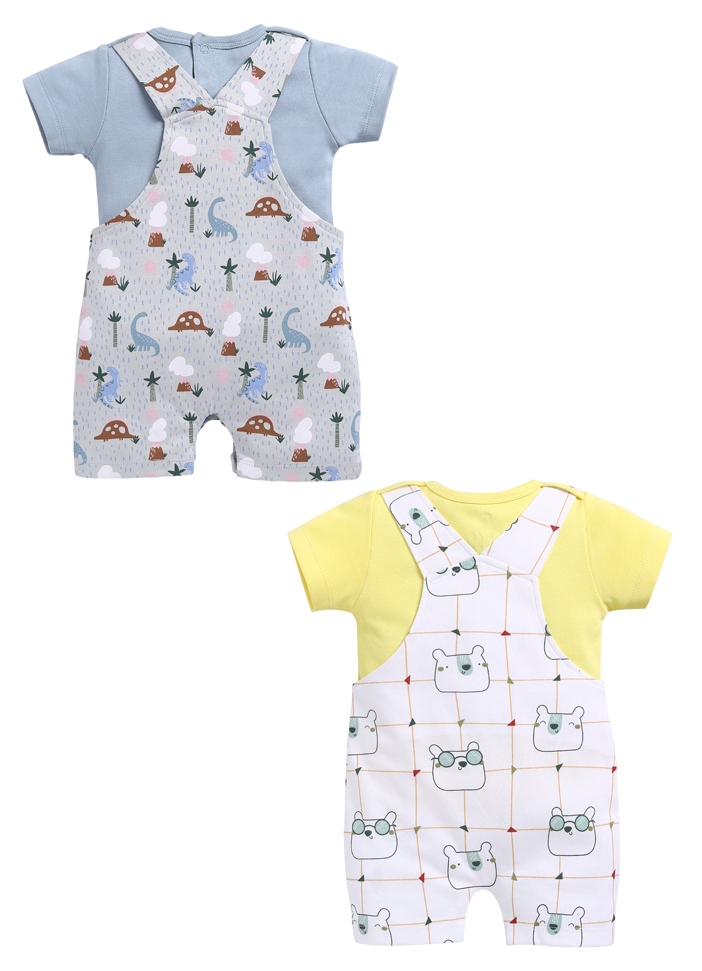 Half Sleeve Dungaree for Boys - Pista Green & Green