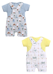Half Sleeve Dungaree for Boys - Pista Green & Green