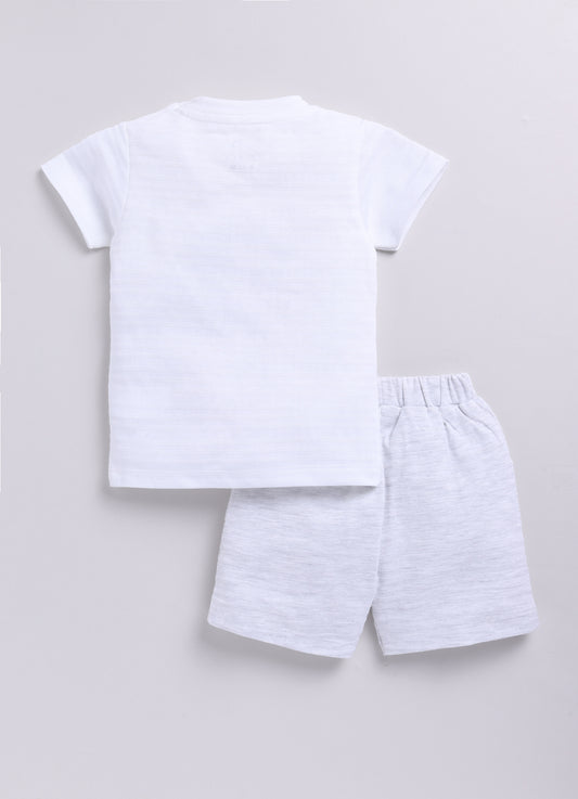 Cute Tiger Designed Baby Boy Half T Shirt & Short Set-MELLANGE