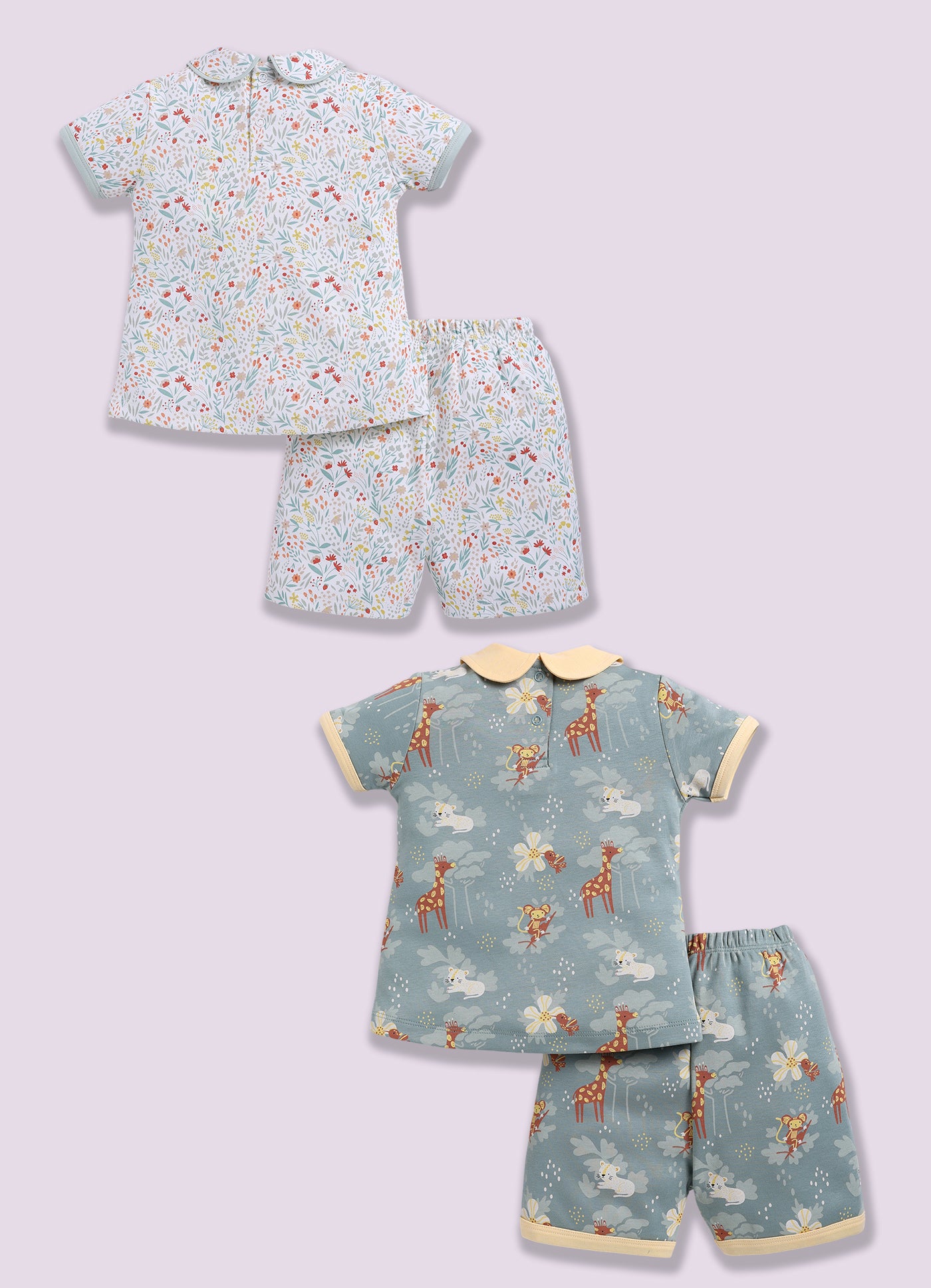 Half-Sleeve Top & Bottom For Girls - Mint & Olive