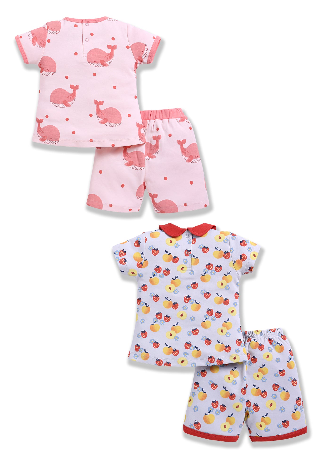 Half-Sleeve Top & Bottom For Girls - Peach & Salmon