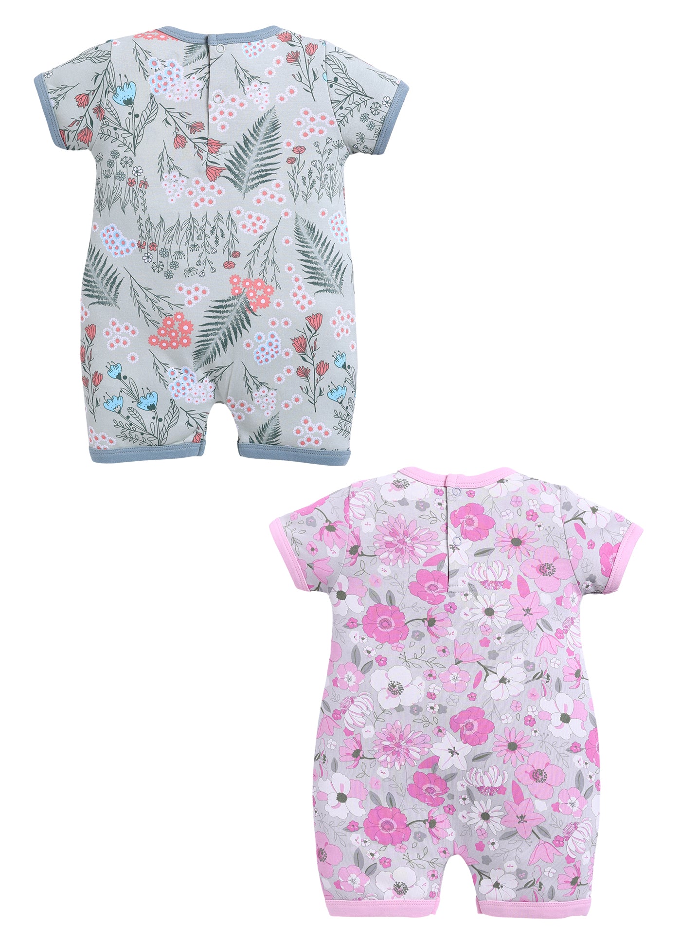 Half Sleeve Romper for Girls - Pink & Sage