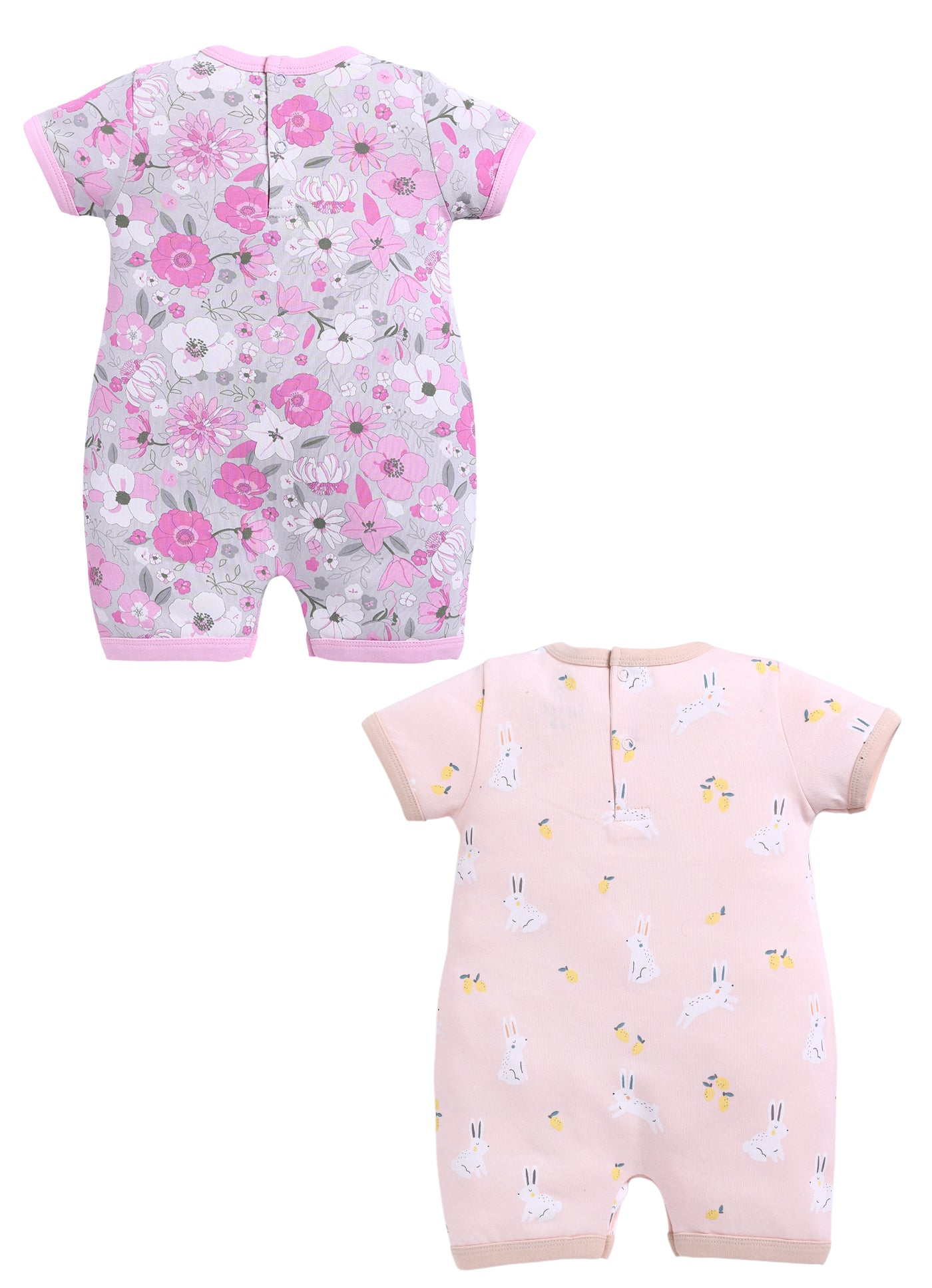 Half Sleeve Romper for Girls - Pink & Rose